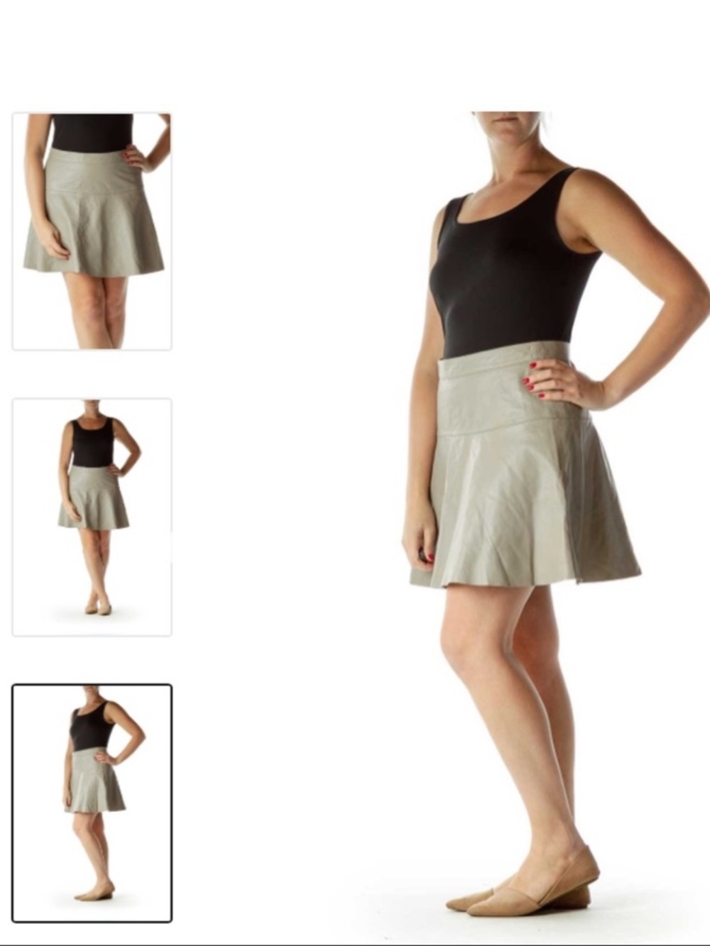 Banana Republic Greige Genuine Leather A-line Mini Skirt Size 4P